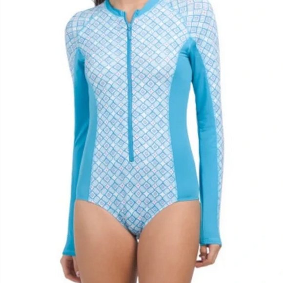 Cabana Life Preppy One Piece Unisuit Long Sleeve zippered